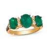 Thumbnail Image 1 of Le Vian Oval-Cut Emerald Three-Stone Ring 1/4 ct tw Diamonds 14K Honey Gold