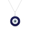 Thumbnail Image 1 of White Lab-Created Sapphire & Enamel Evil Eye Locket Sterling Silver 18&quot;