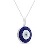 Thumbnail Image 2 of White Lab-Created Sapphire & Enamel Evil Eye Locket Sterling Silver 18&quot;