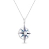 Thumbnail Image 2 of White Lab-Created Sapphire & Blue Enamel Compass Necklace Sterling Silver 18&quot;