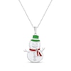 Thumbnail Image 0 of White Lab-Created Sapphire & Enamel Snowman Necklace Sterling Silver 18"