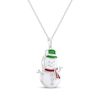 Thumbnail Image 1 of White Lab-Created Sapphire & Enamel Snowman Necklace Sterling Silver 18"