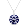 Thumbnail Image 1 of White Lab-Created Sapphire & Dark Blue Enamel Snowflake Necklace Sterling Silver 18&quot;