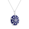 Thumbnail Image 2 of White Lab-Created Sapphire & Dark Blue Enamel Snowflake Necklace Sterling Silver 18&quot;