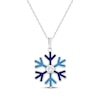 Thumbnail Image 1 of White Lab-Created Sapphire, Light & Dark Blue Enamel Snowflake Necklace Sterling Silver 18&quot;