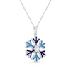 Thumbnail Image 2 of White Lab-Created Sapphire, Light & Dark Blue Enamel Snowflake Necklace Sterling Silver 18&quot;