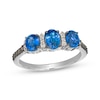 Thumbnail Image 1 of Le Vian Oval-Cut Blue Sapphire Three-Stone Ring 1/5 ct tw Diamonds 14K Vanilla Gold