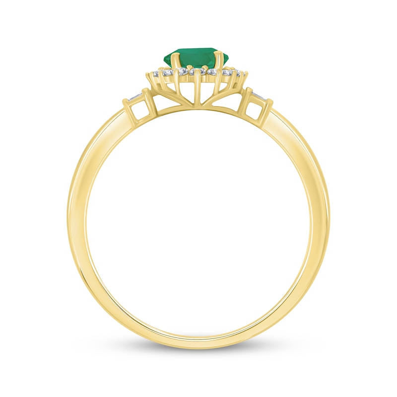 Main Image 2 of Oval-Cut Natural Emerald & Diamond Ring 1/5 ct tw 10K Yellow Gold