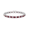 Thumbnail Image 0 of Oval-Cut Lab-Created Ruby & White Lab-Created Sapphire Bracelet Sterling Silver 7.5"