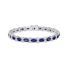 Thumbnail Image 1 of Oval-Cut Blue Lab-Created Sapphire & White Lab-Created Sapphire Bracelet Sterling Silver 7.5&quot;