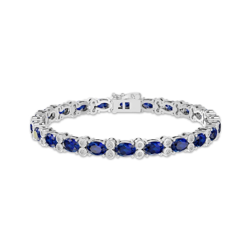 Oval-Cut Blue Lab-Created Sapphire & White Lab-Created Sapphire ...