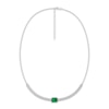 Thumbnail Image 1 of Octagon-Cut Lab-Created Emerald & White Lab-Created Sapphire Necklace Sterling Silver 18&quot;