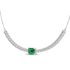 Thumbnail Image 2 of Octagon-Cut Lab-Created Emerald & White Lab-Created Sapphire Necklace Sterling Silver 18&quot;