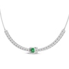 Thumbnail Image 3 of Octagon-Cut Lab-Created Emerald & White Lab-Created Sapphire Necklace Sterling Silver 18&quot;