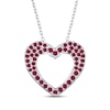 Thumbnail Image 1 of Lab-Created Ruby & White Lab-Created Sapphire Double-Sided Heart Necklace Sterling Silver 18&quot;