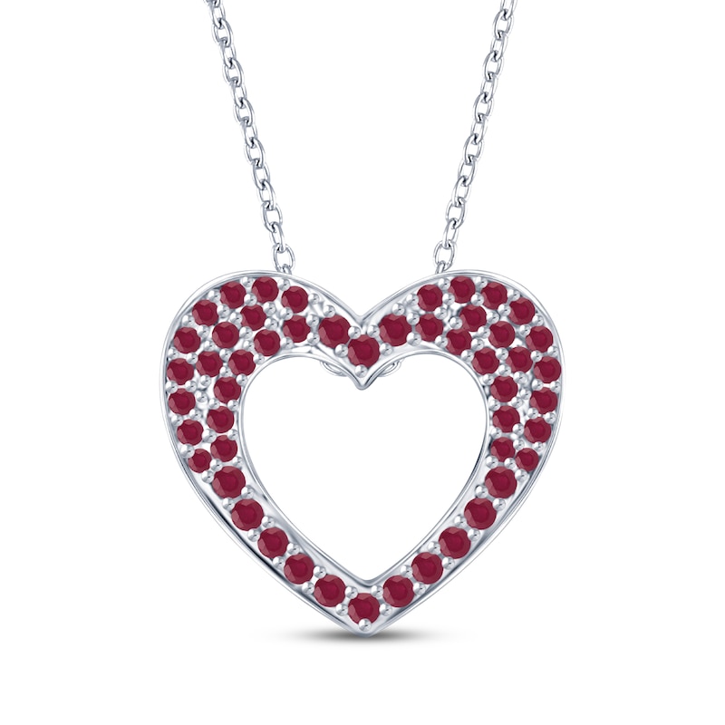 Lab-Created Ruby & White Lab-Created Sapphire Double-Sided Heart ...