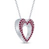 Thumbnail Image 2 of Lab-Created Ruby & White Lab-Created Sapphire Double-Sided Heart Necklace Sterling Silver 18&quot;