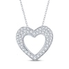 Thumbnail Image 3 of Lab-Created Ruby & White Lab-Created Sapphire Double-Sided Heart Necklace Sterling Silver 18&quot;