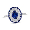 Thumbnail Image 1 of Oval-Cut Blue Lab-Created Sapphire & White Lab-Created Sapphire Halo Ring Sterling Silver