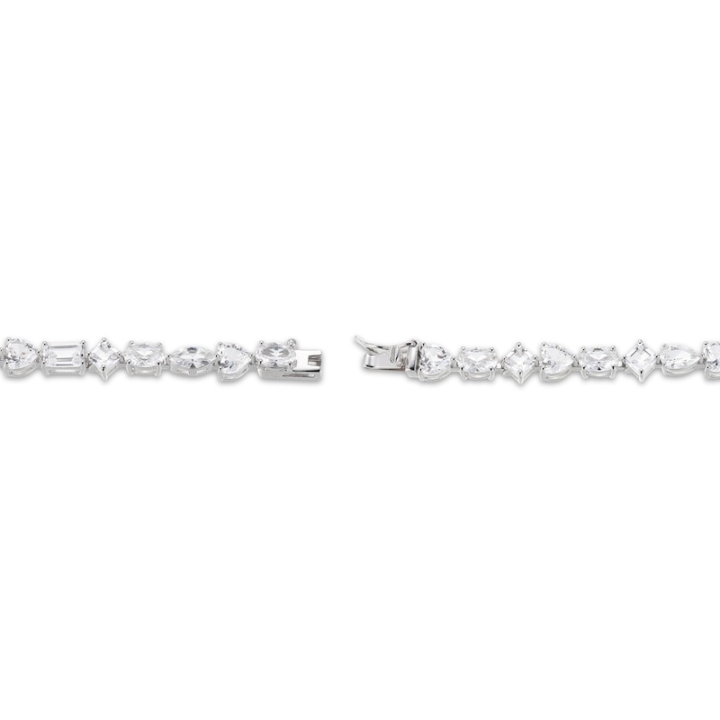 Main Image 3 of Multi-Shape White Lab-Created Sapphire Bracelet Sterling Silver 7.25&quot;