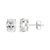 Thumbnail Image 2 of Oval-Shaped White Lab-Created Sapphire Solitaire Stud Earrings Sterling Silver