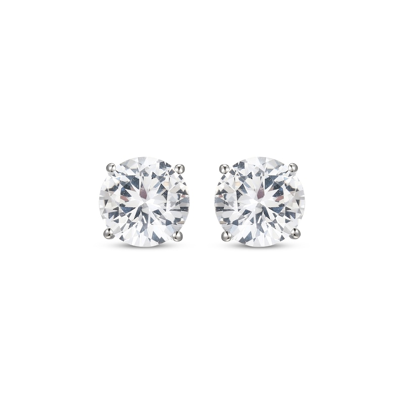 Main Image 2 of Round-Cut White Lab-Created Sapphire Solitaire Stud Earrings Sterling Silver