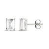 Thumbnail Image 2 of Emerald-Cut White Lab-Created Sapphire Solitaire Stud Earrings Sterling Silver