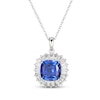 Thumbnail Image 1 of Cushion-Cut Blue Lab-Created Sapphire & White Lab-Created Sapphire Necklace Sterling Silver 18&quot;