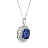 Thumbnail Image 2 of Cushion-Cut Blue Lab-Created Sapphire & White Lab-Created Sapphire Necklace Sterling Silver 18&quot;