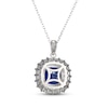 Thumbnail Image 3 of Cushion-Cut Blue Lab-Created Sapphire & White Lab-Created Sapphire Necklace Sterling Silver 18&quot;