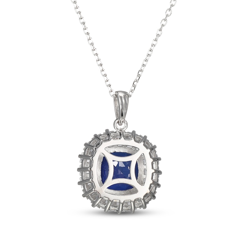 Main Image 3 of Cushion-Cut Blue Lab-Created Sapphire & White Lab-Created Sapphire Necklace Sterling Silver 18&quot;