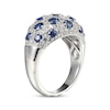 Thumbnail Image 2 of Blue & White Lab-Created Sapphire Cluster Ring Sterling Silver