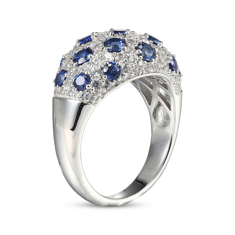 Main Image 2 of Blue & White Lab-Created Sapphire Cluster Ring Sterling Silver