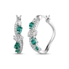 Thumbnail Image 0 of Multi-Shape Lab-Created Emerald & White Lab-Created Sapphire Swirl Hoop Earrings Sterling Silver