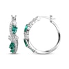 Thumbnail Image 2 of Multi-Shape Lab-Created Emerald & White Lab-Created Sapphire Swirl Hoop Earrings Sterling Silver