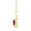 Thumbnail Image 2 of Oval-Cut Lab-Created Ruby & Diamond Starburst Halo Necklace 1/5 ct tw 10K Yellow Gold 18&quot;