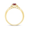 Thumbnail Image 2 of Oval-Cut Lab-Created Ruby & Diamond Starburst Halo Ring 1/5 ct tw 10K Yellow Gold