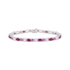Thumbnail Image 0 of Multi-Shape Lab-Created Ruby & Pink Lab-Created Sapphire Link Bracelet Sterling Silver 7.25"