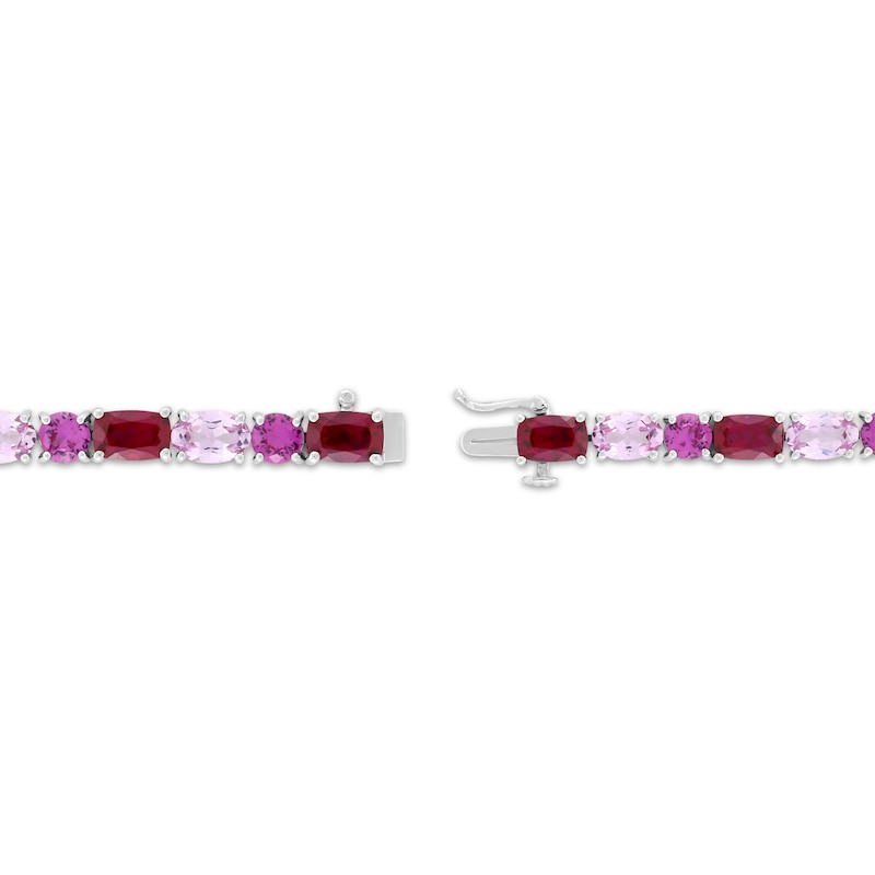Multi-Shape Lab-Created Ruby & Pink Lab-Created Sapphire Link Bracelet Sterling Silver 7.25"