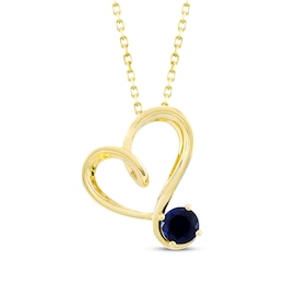 Blue Lab-Created Sapphire Swirling Heart Necklace 10K Yellow Gold 18&quot;