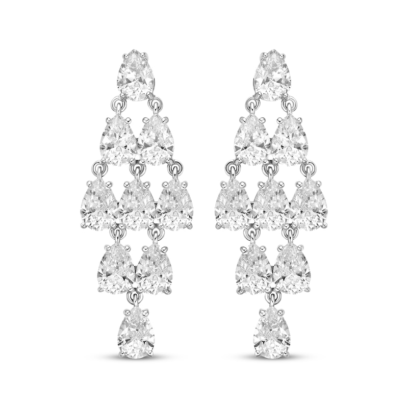 Main Image 2 of Pear-Shaped White Lab-Created Sapphire Chandelier Earrings Sterling Silver