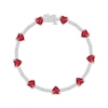 Thumbnail Image 0 of Heart-Shaped Lab-Created Ruby & White Lab-Created Sapphire Station Bracelet Sterling Silver 7"
