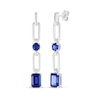 Thumbnail Image 0 of Round & Emerald-Cut Blue Lab-Created Sapphire Paperclip Drop Earrings Sterling Silver