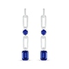 Thumbnail Image 1 of Round & Emerald-Cut Blue Lab-Created Sapphire Paperclip Drop Earrings Sterling Silver