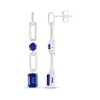 Thumbnail Image 2 of Round & Emerald-Cut Blue Lab-Created Sapphire Paperclip Drop Earrings Sterling Silver