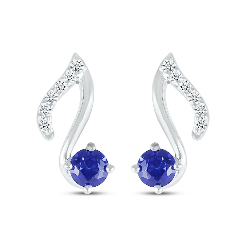 Main Image 2 of Blue & White Lab-Created Sapphire Music Note Earrings Sterling Silver