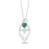 Thumbnail Image 1 of Heart-Shaped Lab-Created Emerald & White Lab-Created Sapphire Gnome Necklace Sterling Silver 18&quot;