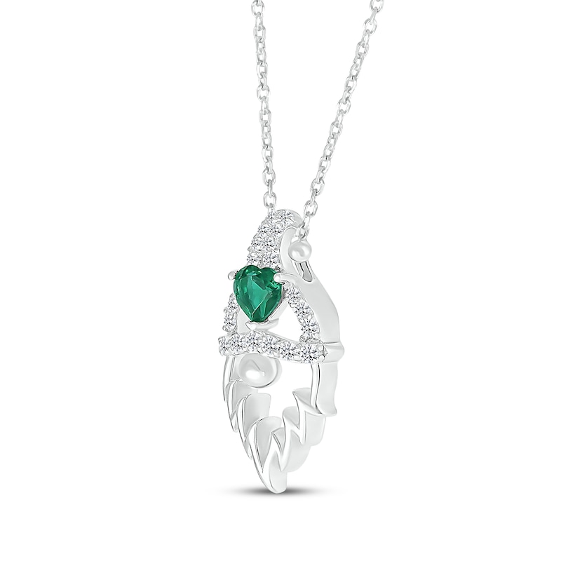 Main Image 2 of Heart-Shaped Lab-Created Emerald & White Lab-Created Sapphire Gnome Necklace Sterling Silver 18&quot;