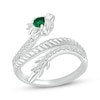 Thumbnail Image 1 of Pear-Shaped Lab-Created Emerald & White Lab-Created Sapphire Dragon Ring Sterling Silver