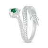 Thumbnail Image 2 of Pear-Shaped Lab-Created Emerald & White Lab-Created Sapphire Dragon Ring Sterling Silver